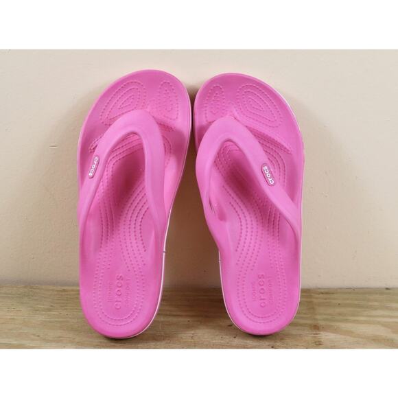 New Crocs Flip Flops Womens 10 Pink Bayaband Flip Thong Shoes - Picture 4 of 6